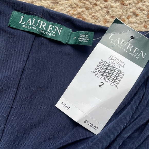 NWT. Lauren Ralph Lauren navy blue dress size 2 - Picture 3 of 5